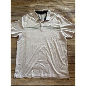 Travis Mathew Men's Beach Way Golf Polo Shirt White Green 2Xl XXL